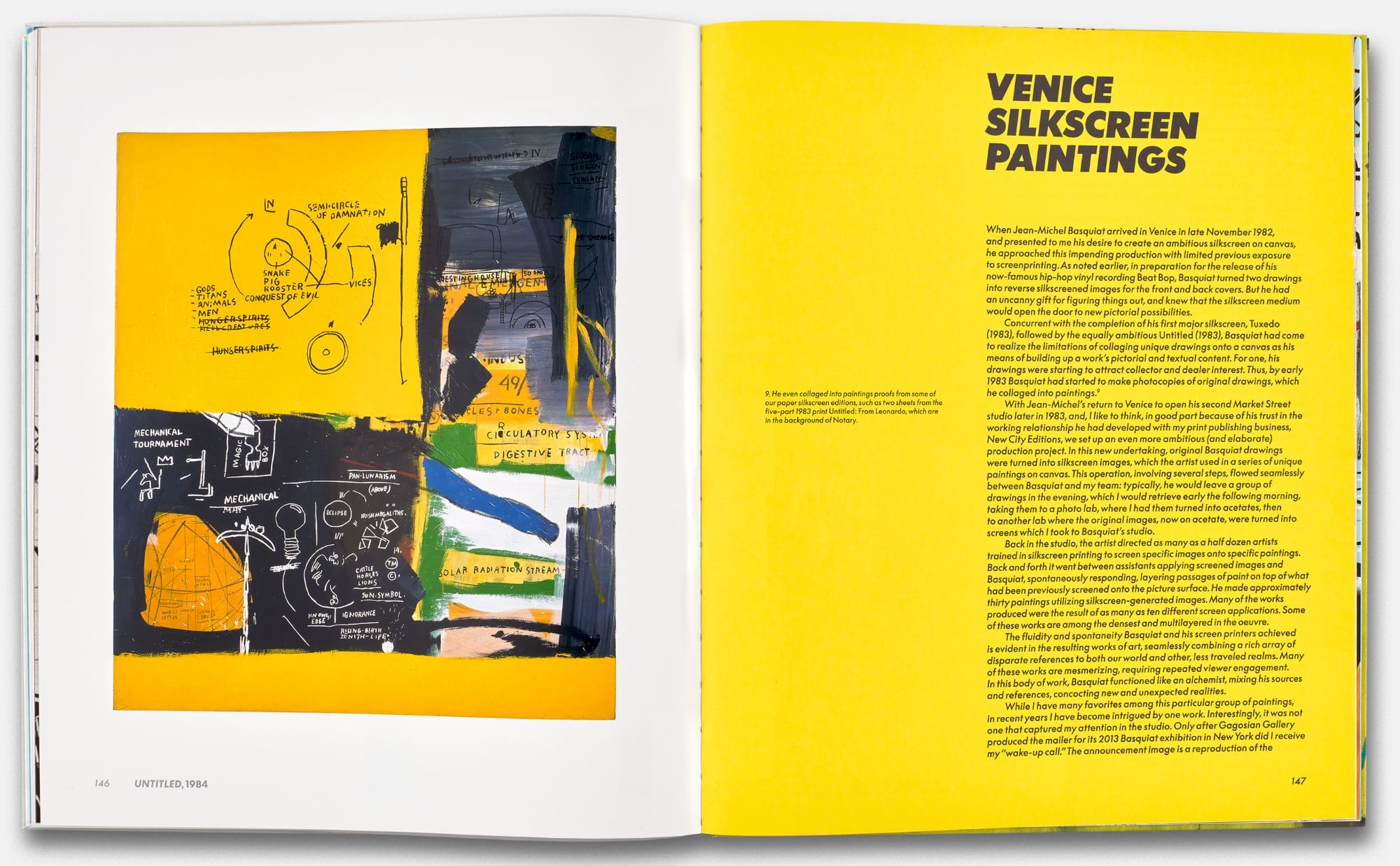 an open book spread with an image on the left and text on the right