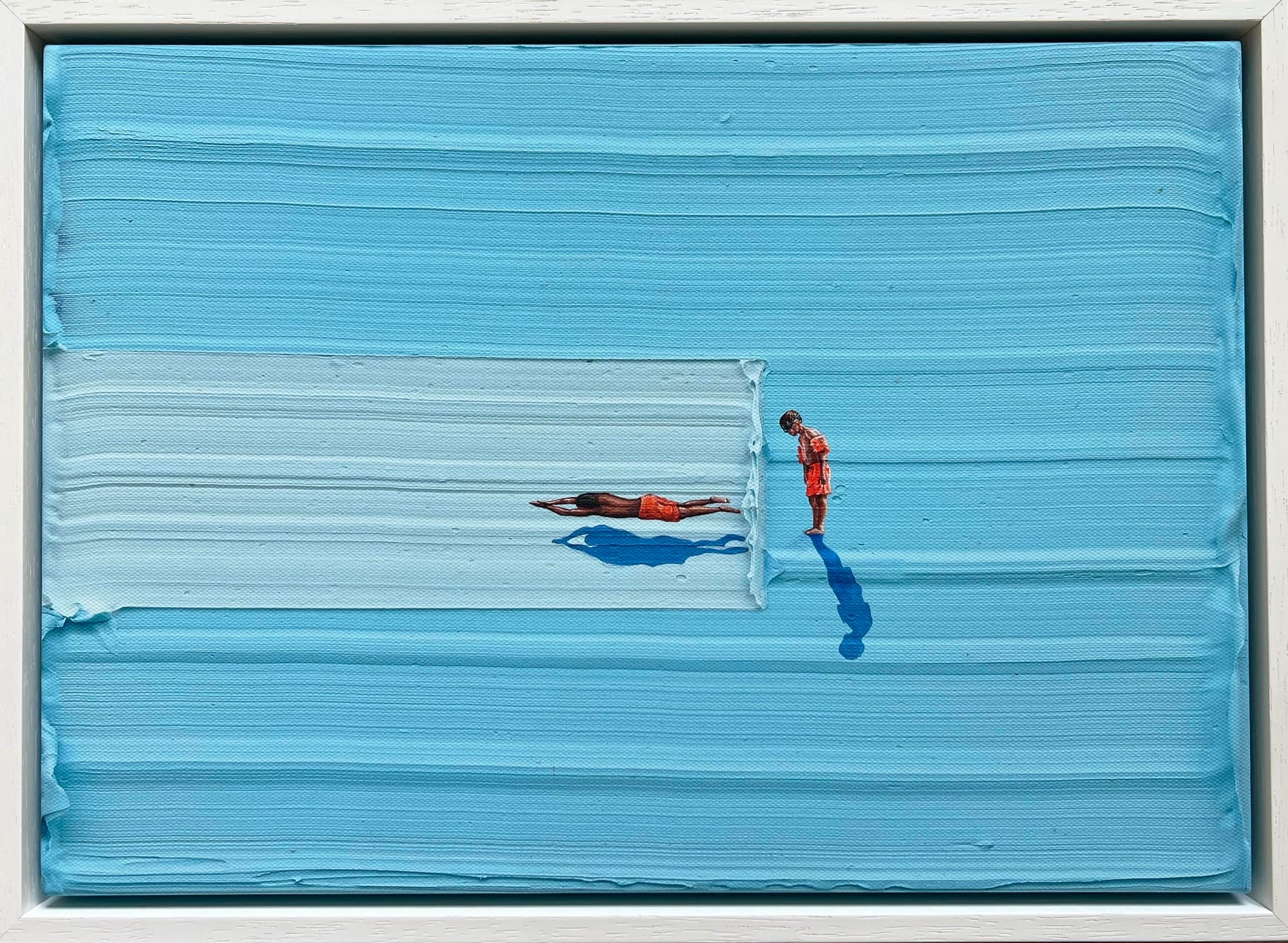 people diving into blue impasto strokes