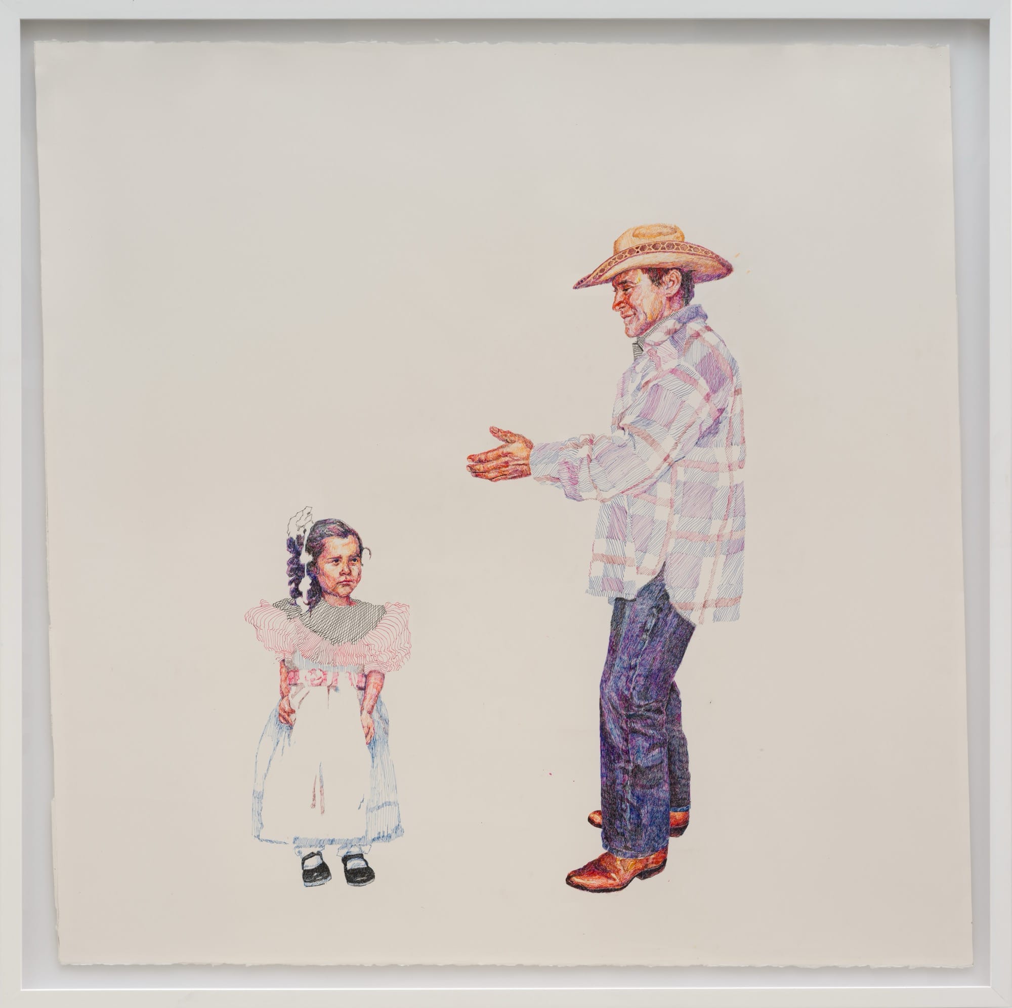 a drawing by Daniela García Hamilton of herself as a child next to her grandfather