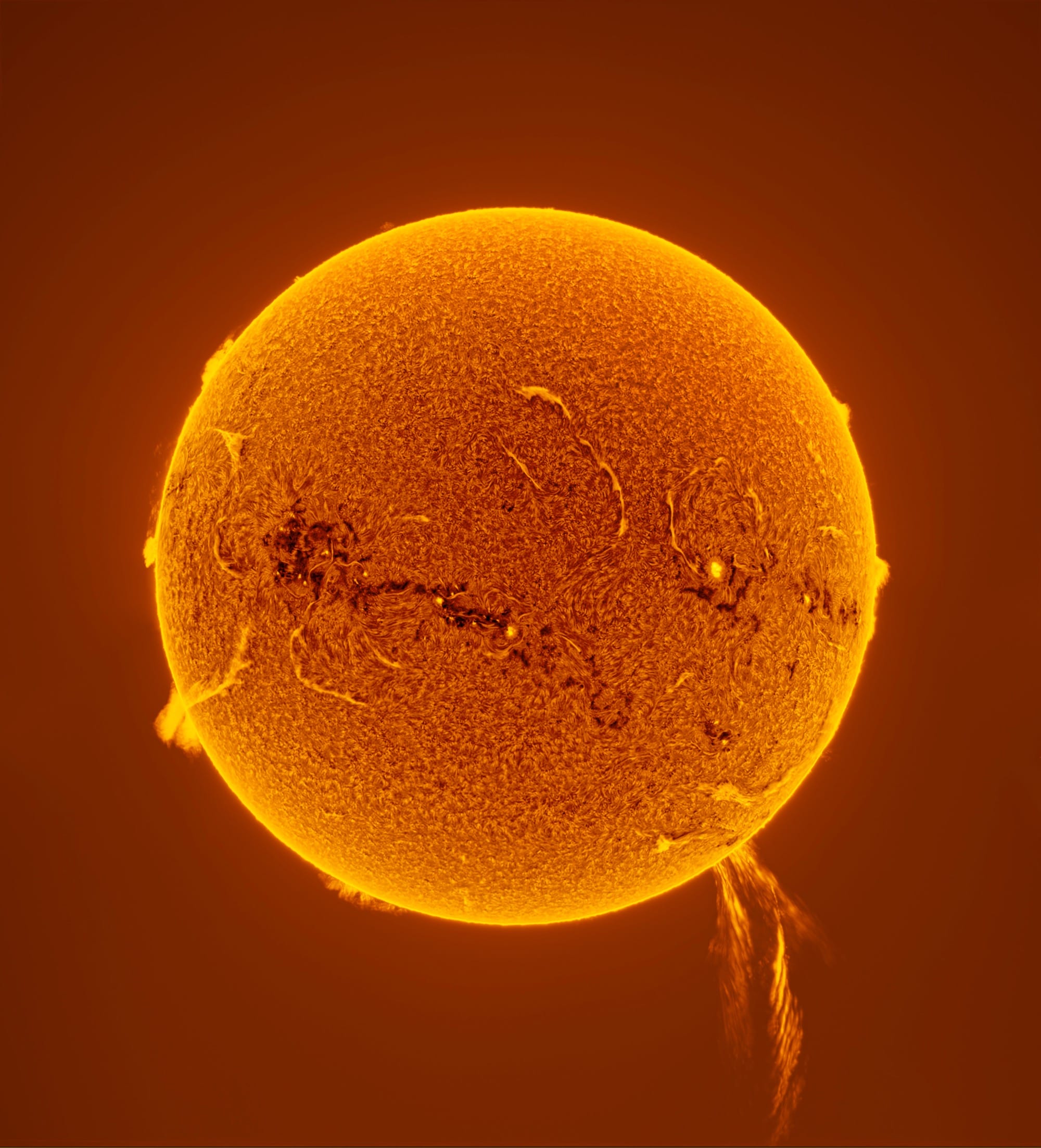 a solar prominence on the sun