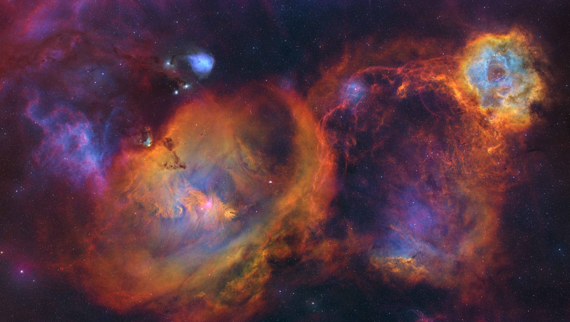 two colorful nebulae
